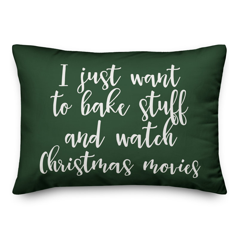  Bake Stuff and Watch Christmas Movies Lumbar Pillow, Dark Green