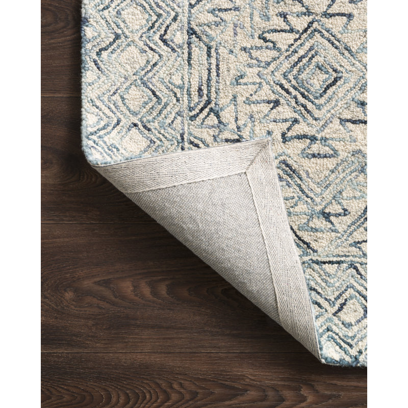 Tapis géométrique en laine touffeté à la main Haubert, Rectangle 7 pi 9 po x 9 pi 9 po