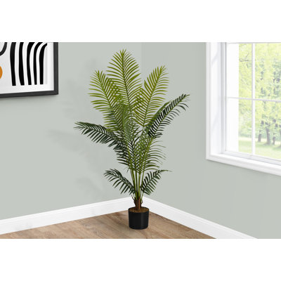 Plante artificielle, 57 po de haut, palmier, intérieur, faux, faux, plancher, verdure, pot, touche réelle, décoratif, feuilles vertes, pot