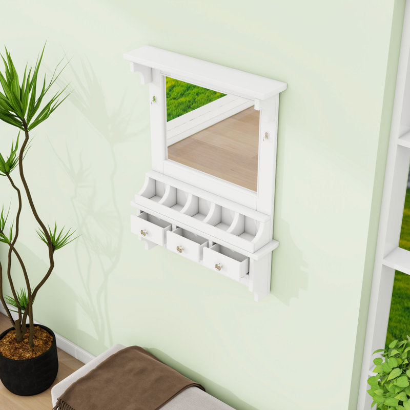 Floating Makeup Vanity with Large HD Mirror, Drawers, Pockets and Hooks