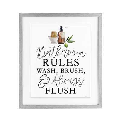 Wash Brush & Always Flush Framed Print Under Glass, design by Lux + Me Designs