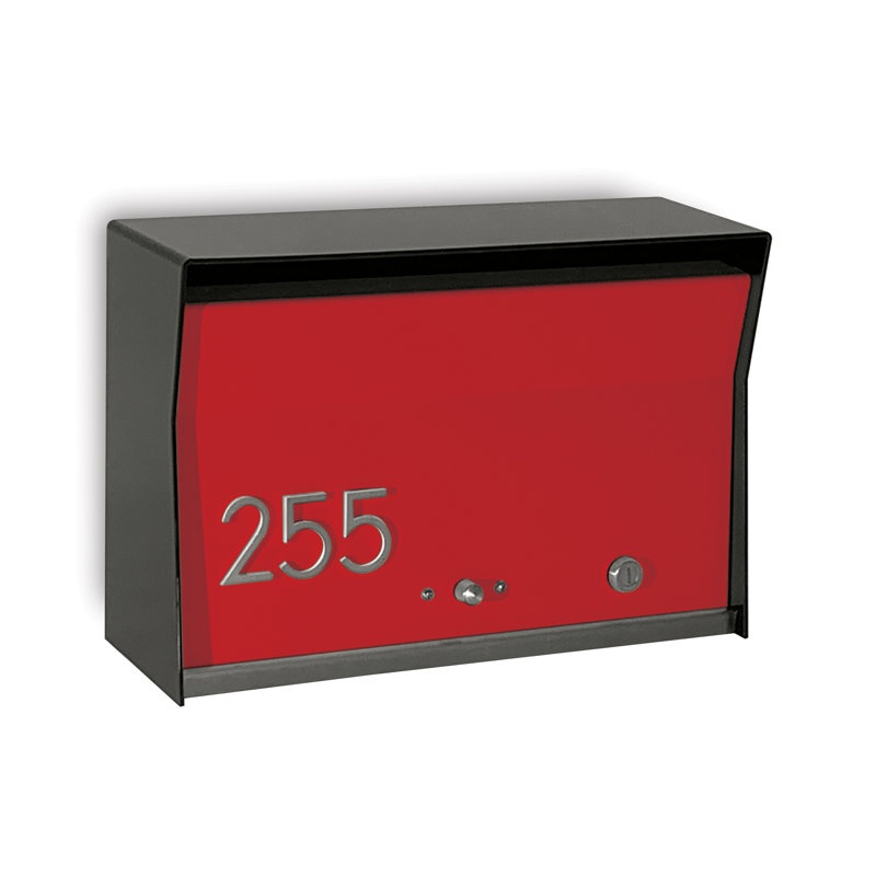 Boîte aux lettres murale verrouillable RetroBox, Noir / rouge, Oui