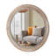 Miroir mural rustique rond de 70 cm (27,56 pouces), cadre en bois blanc antique orné de perles, idéal pour une décoration de style campagnard.