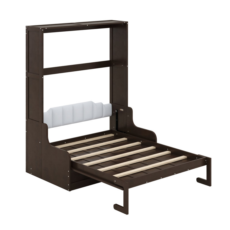 Grand lit escamotable mural avec coussin, Espresso