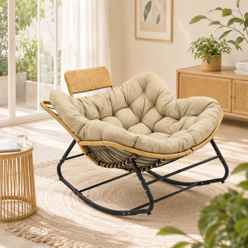 Chaise d'extérieur en osier, Khaki