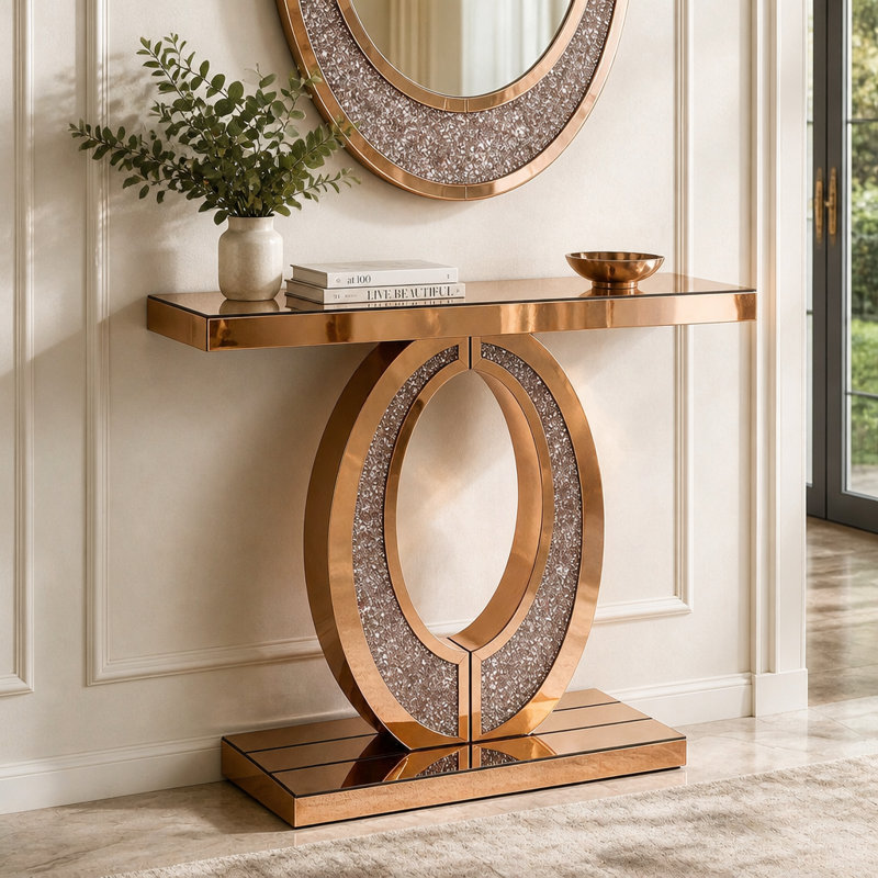 39.37 " W Glass Top Console Table