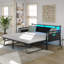 Lit de jour avec couchette escamotable Merrylee, lit de jour simple en métal avec station de charge et lumières DEL, lit d'invité avec rangement pour adultes (matelas non inclus)