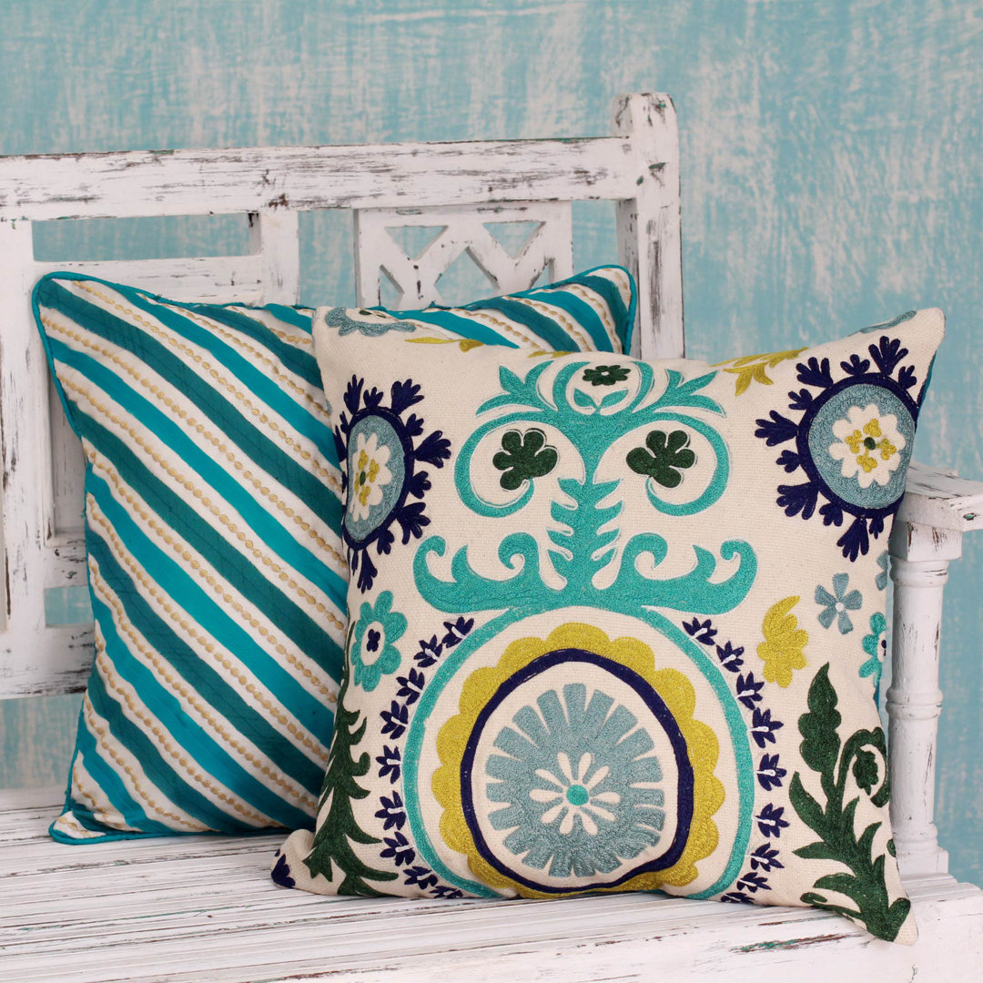 Seema 2 Piece Embroide Cover Pillow Cover Novica