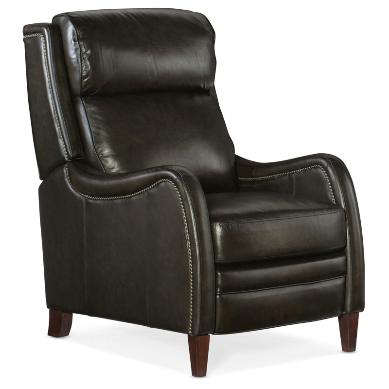 Sulema Leather Power Recliner, Dark Brown Genuine Leather, Manual