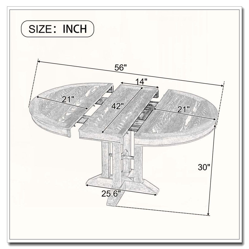 Farmhouse Extendable Round Dining Table for Kitchen & Dining Room, Natural Wood Wash