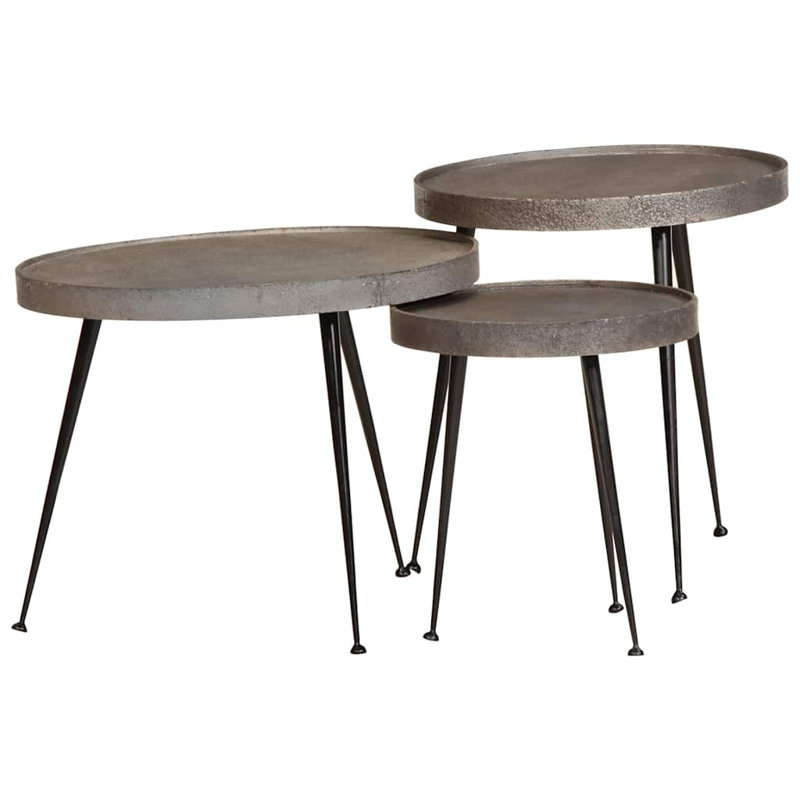 Coffee Table 3 Pcs Engineered Wood, Silver