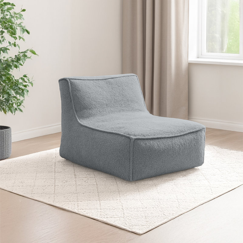 Studio Armless Indoor Bean Bag Lounger, Gray Chenille