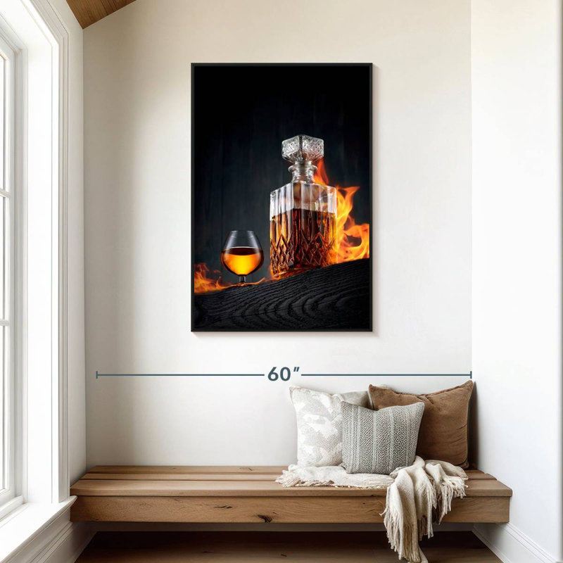 Carafe à whisky flamboyante, Cadre flottant noir, 29 po x 43 po