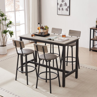 Ensemble de table de bar avec 4 tabourets de bar et siège souple en polyuréthane