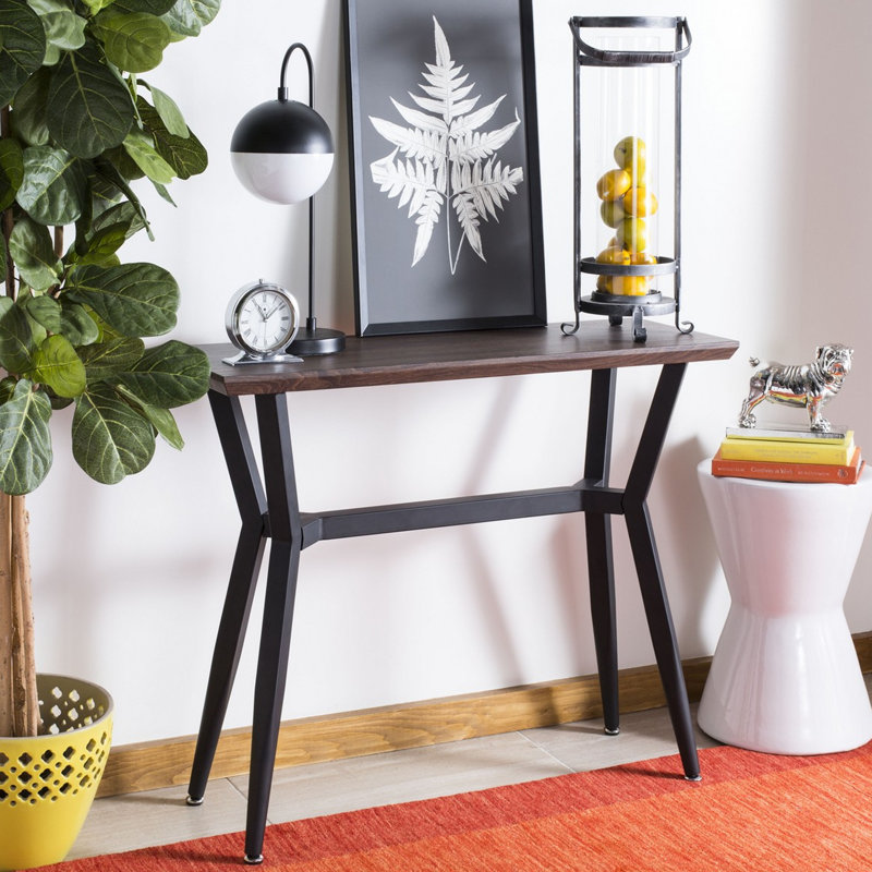 Andrew Black and Brown Rectangular Console Table