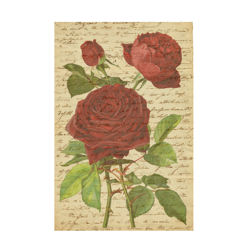 Art rétro sur toile Marcus Jules Roses, H 12 po x l 19 po