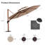 Parasol en porte-à-faux rond en bois 12 pi avec base en plaque d'acier 12 pi, beige-1407670886-1360794624