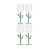 Desert Plants - Stemmed Glass Cactus Matte Green 9.5 Oz