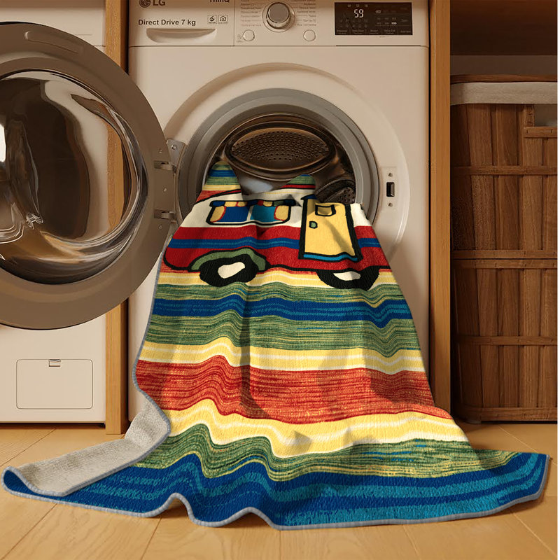 Tapis de transport brun lavable à la machine, Rond 7 pi