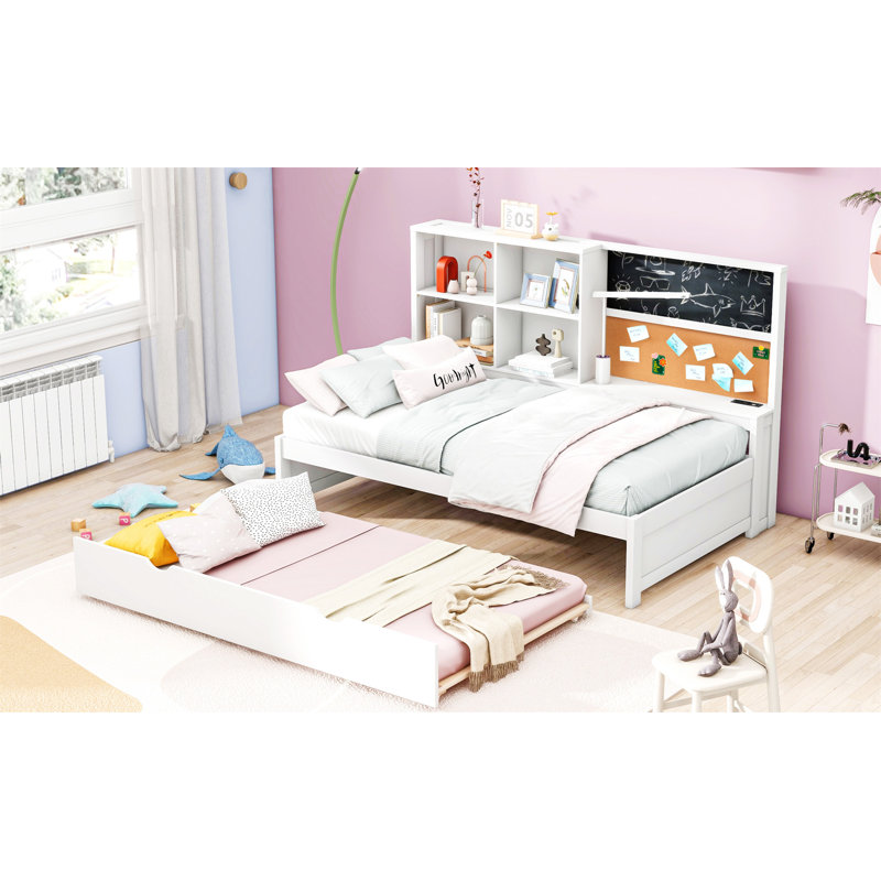 Lit de jour avec tablettes de rangement, Lit simple