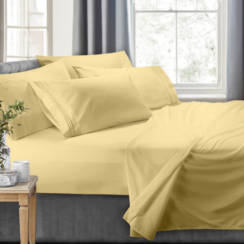 Ensemble de draps pour grand lit / RV, Jaune moelleux