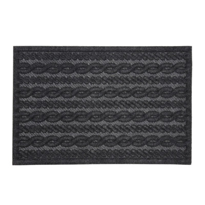 Knit Design Scraper Cable Door Mat Non-Slip Indoor Doormat