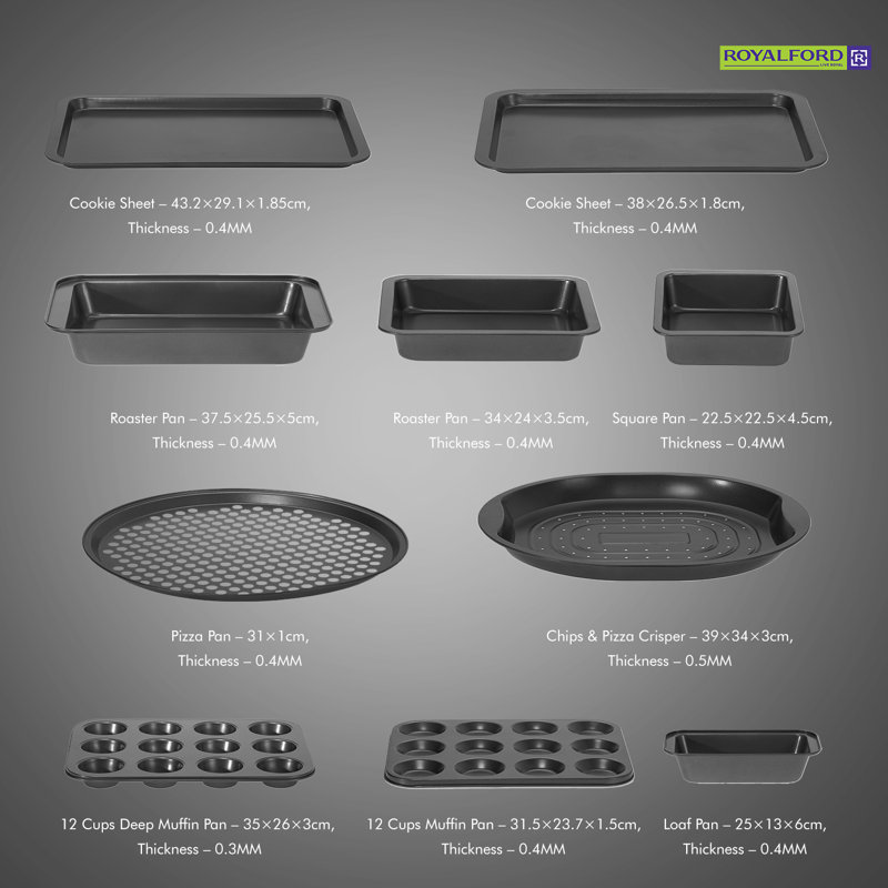 ROYALFORD 10 Piece Non-Stick Carbon Steel Bakeware Set