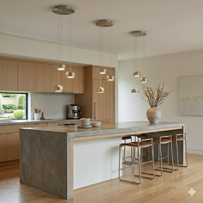 Luminaire suspendu en forme de dôme DEL à 3 lumières Chana, Nickel