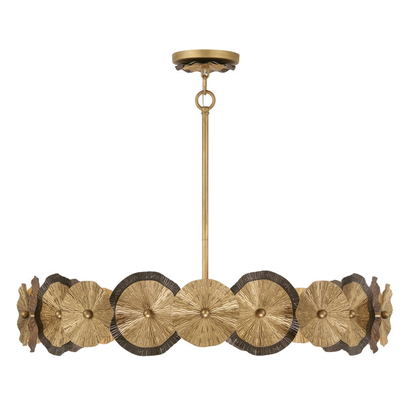 Luminaire suspendu 5 lumières Lincoln en or et bronze vieilli par Breegan Jane