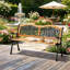 Banc à structure métallique multicolore, 127 cm (50 po), poids du produit : 12,4 kg, bois de pin, accoudoirs inclinés