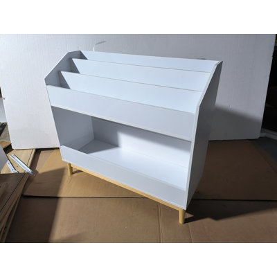 Book Display Shelf With Storage, Wooden Bookcase Organizer For Bedroom Or Playroom