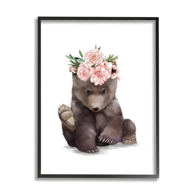 " Adorable Brown Bear Floral Crown Chic Forest Animal " by Ziwei Li