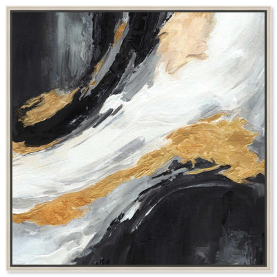 «Golden Flow - Ira Colmeva», reproduction d'art sur toile par Art Remedy, cadre argenté, 16 x 16