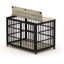 Niche pour chien à structure grise en fer gris avec ouvertures latérales - l 43,3 po x P 29,9 po 33,5 po