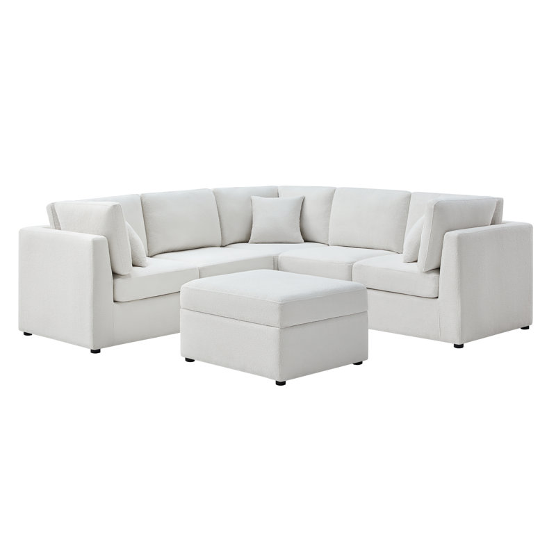 Mchargue Chandler 6-Piece Sectional, Ivory Polyester