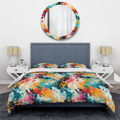Ensemble de housse de couette Pink And Blue Vibrant Abstract Wilderness II