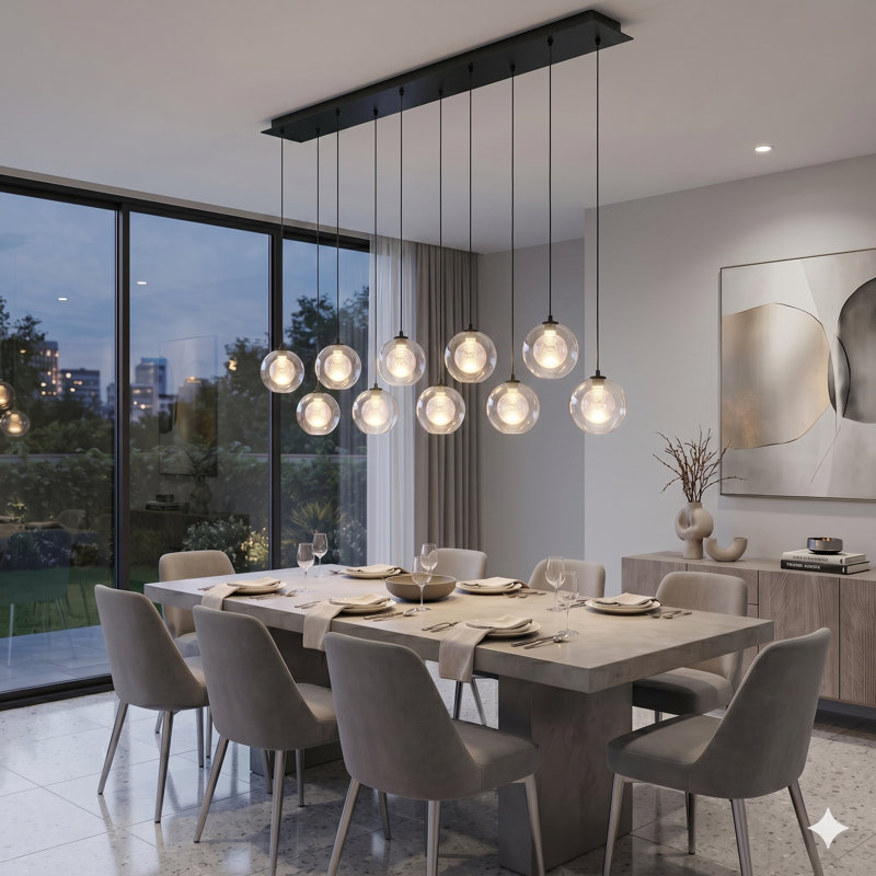 Luminaire suspendu en forme de globe à 10 lumières DEL Riverdale, Matte Black