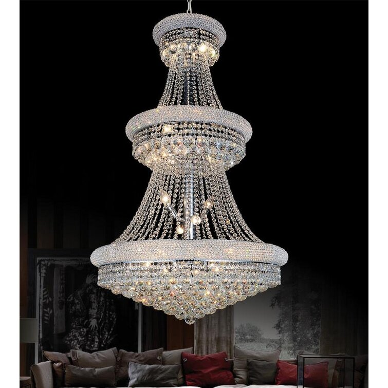 Andres 32 - Light Unique / Statement Tiered Chandelier with Wrought Iron Accents