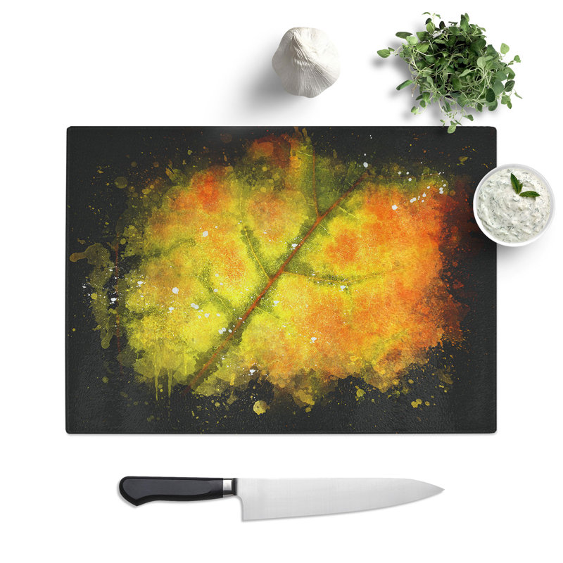Tempered Glass the Leaf of a Sycamore Tree Chopping Board, 28.5 cm x 39 cm