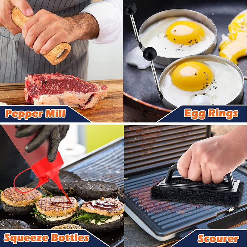 Stainless Steel Non-Stick Dishwasher Safe Grilling Tool Set