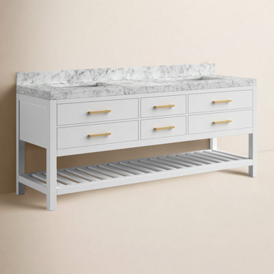 Carrie 72'' Double Bathroom Vanity with Carrara Marble Top