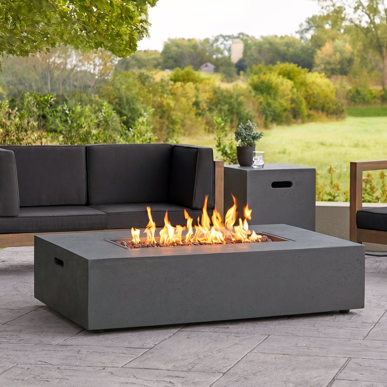 Belle Concrete Rectangle Fire Pit Table