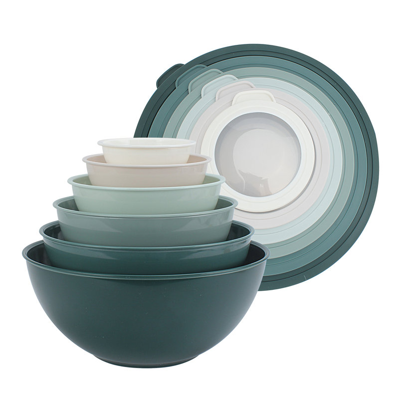 Ensemble de 12 bols gigognes 6 pièces et 6 couvercles COOK AVEC COULEUR, allant au micro-ondes, Vert