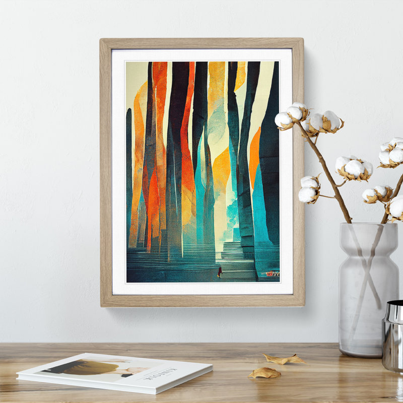 Torn Abstract Forest No.1 - Single Picture Frame Print, Oak, 64cm H x 46cm W