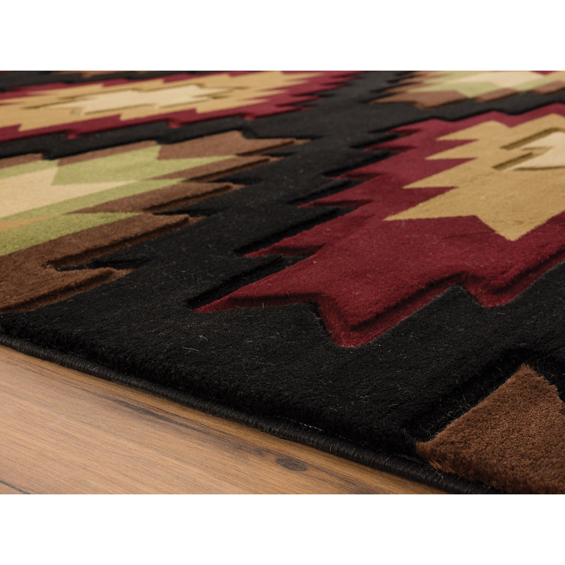 Tapis géométrique beige / bourgogne / noir Espino, Rectangle 2 pi 7 po x 4 pi 2 po