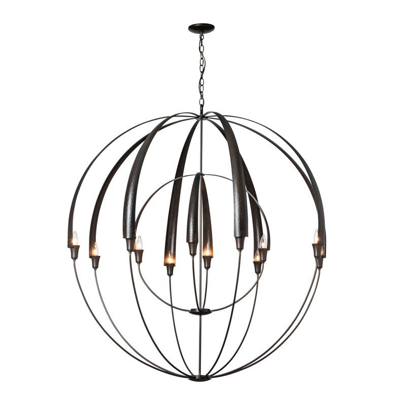 Cirque Double 12 - Light Sphere Globe Chandelier, Dark Smoke
