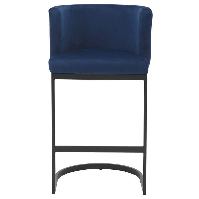 Adelaid Upholstered Counter Stool with Metal Frame, Blue