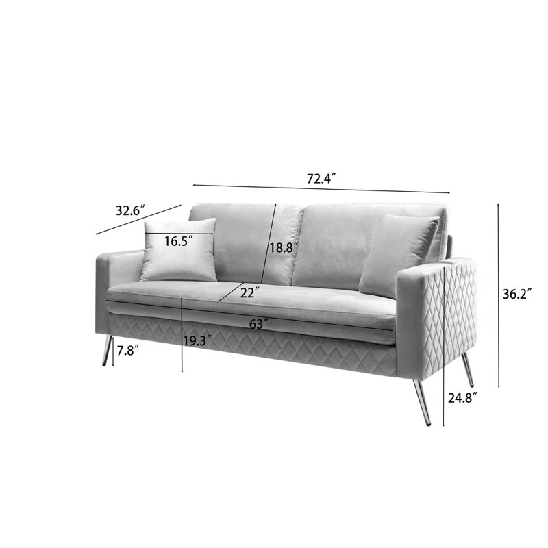 Nathina 72.4'' Reception Sofa, Yellow
