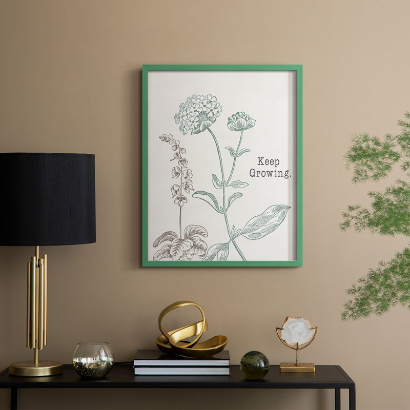 Keep Growing Framed Print - Solid Wood, Green, 30" H x 24" W