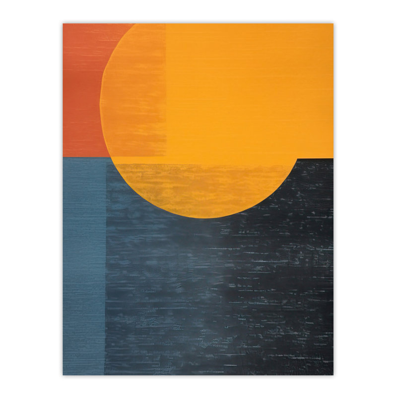 Wall Art Print Indigo Amber Sunrise Abstract Oil Painting Poster
